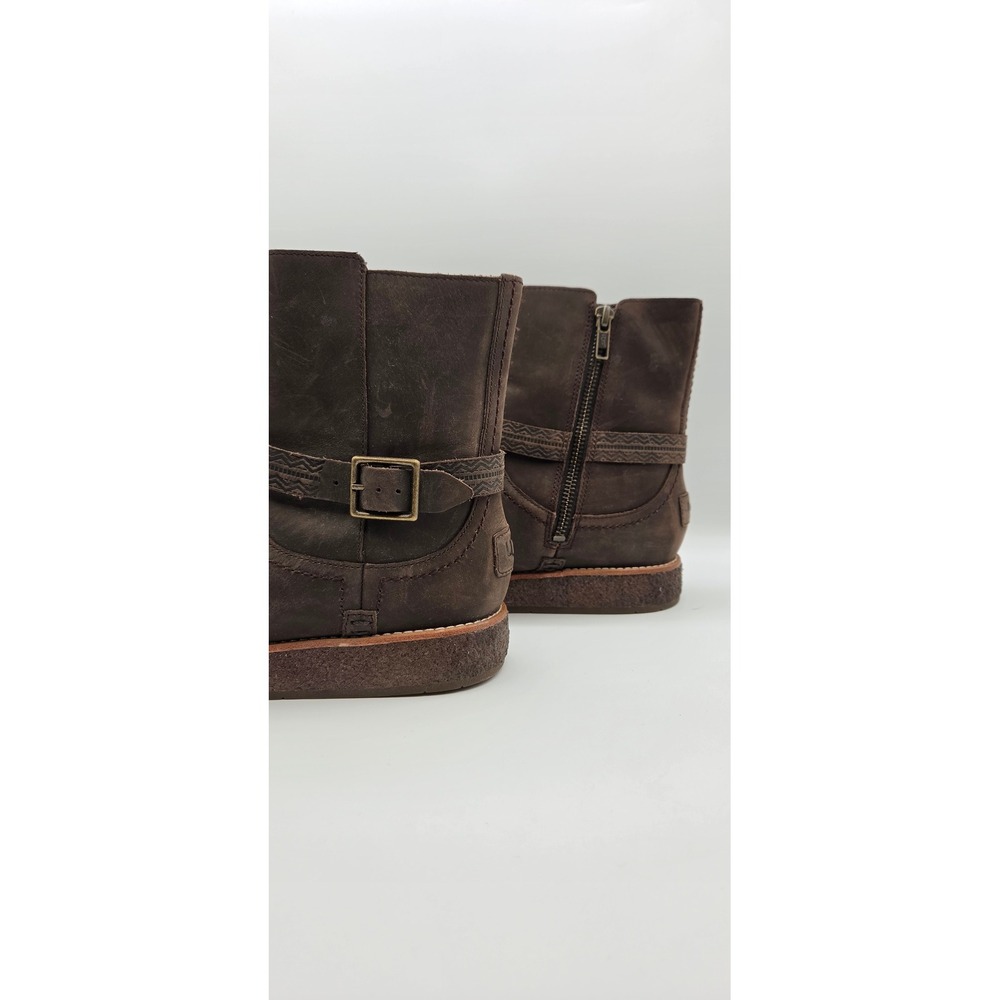 UGG Camren Women Ankle Boots Size 9 Brown Leather Shearling Buckle 1012034 - Picture 10 of 12